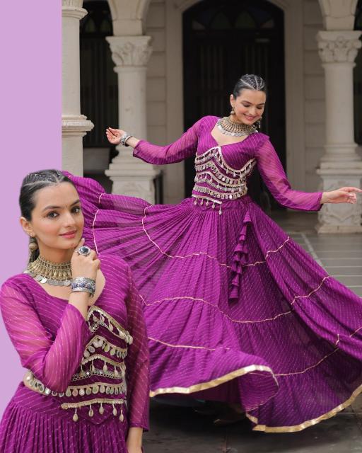 NAVRATRI KA 5047 Leheriya Purple Party wear lehenga choli in Pune